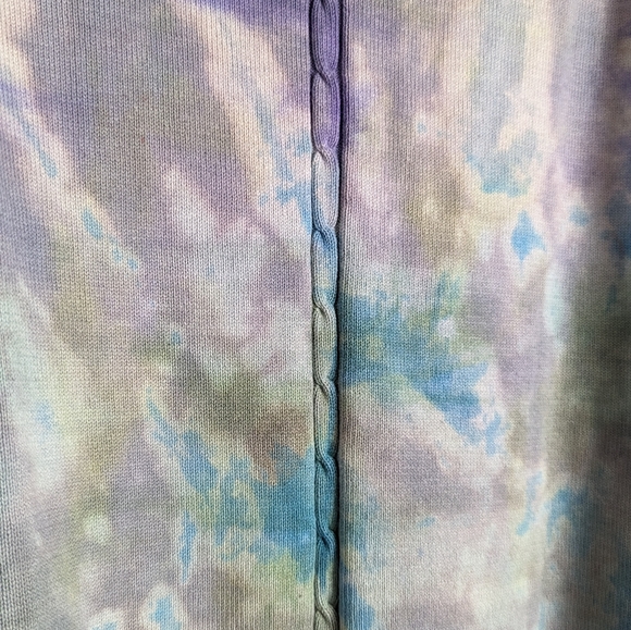 Vintage purple & teal hand dyed knit crew neck sweater - Picture 3 of 7